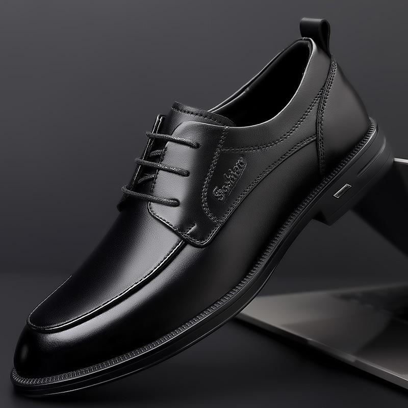 

Spring first-layer cowhide men s leather shoes Korean version pointed business casual men s shoes genuine leather British formal men s single shoes 44