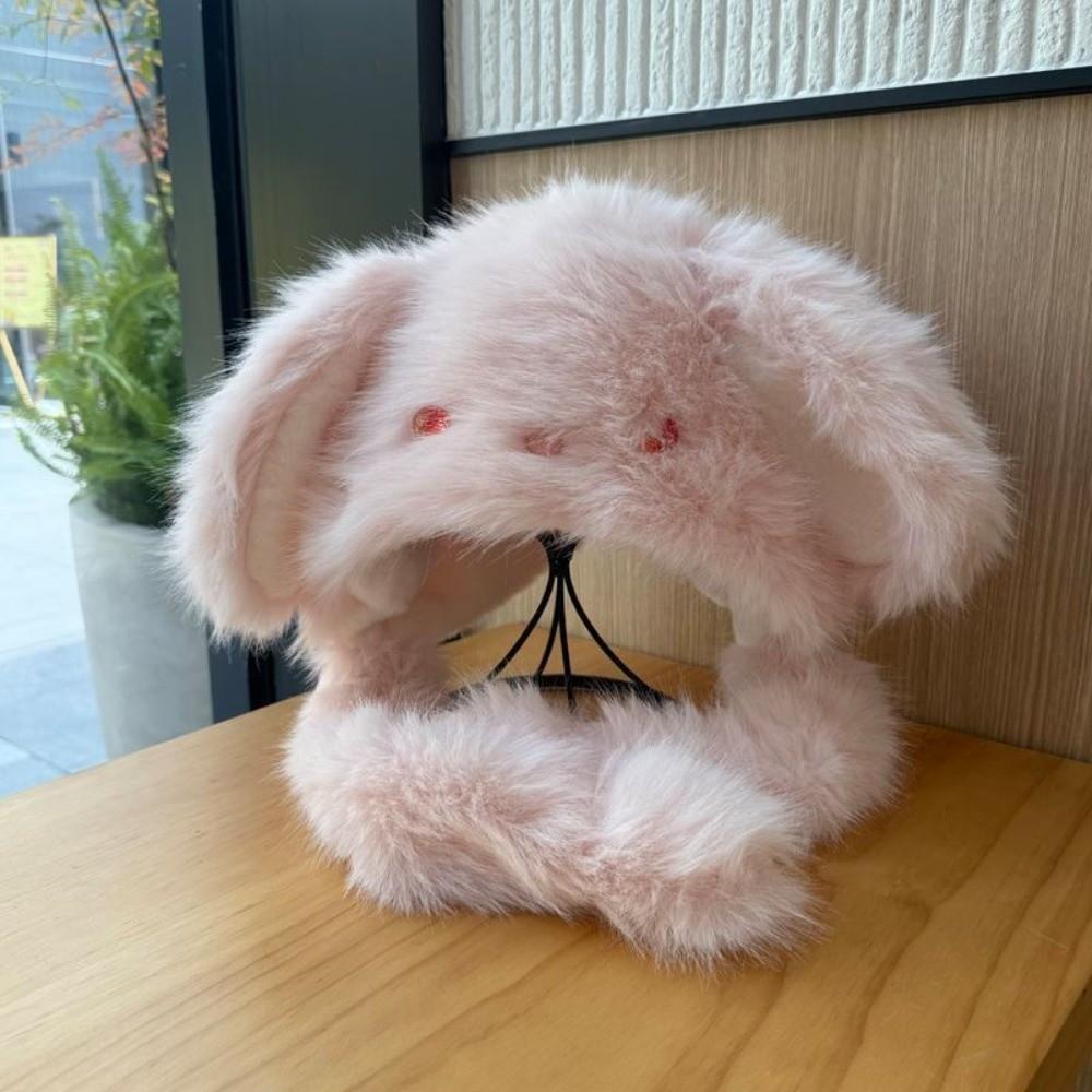 Thickened Rabbit Ear Hat Moving Ears Cartoon Animal Hat New Plush Winter Hat Cold Weather