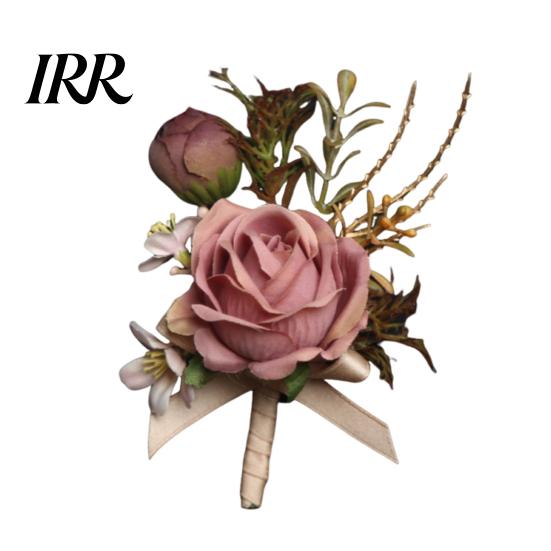Durable Flower Pin Rose Bud Wedding Set, Wrist Corsage for Bride Bridesmaid High Simulation & Boutonniere Groom Groomsman, Artificial Silk Floral