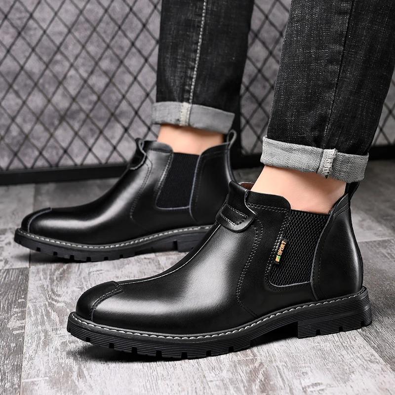Marque de Luxe Bottes en Cuir pour Hommes Italien Extérieur Affaires Designer Travail Robe Bottines pour Hommes Fait Main Chaussures Formelles Décontractées