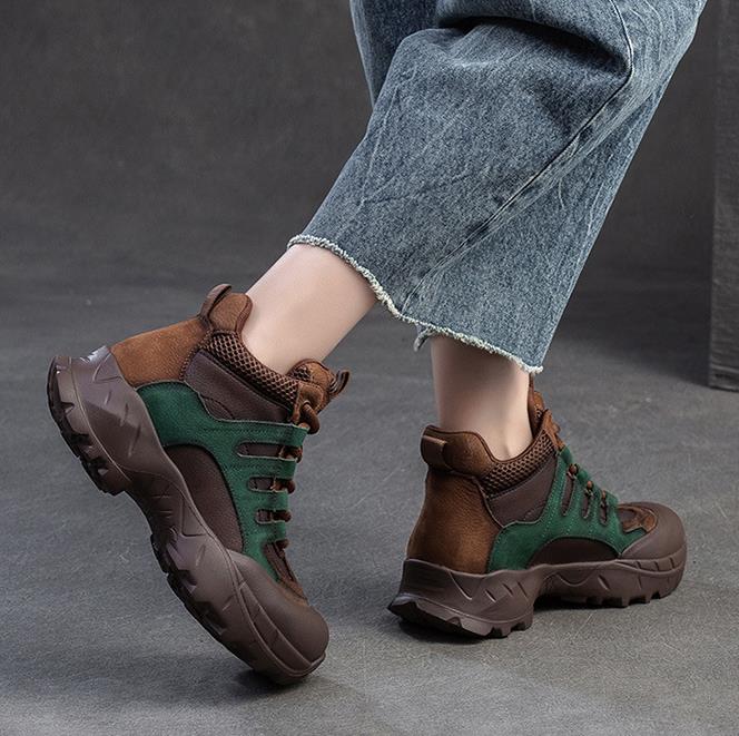 Fashion 4cm Suede Genuine Leather Plush Autumn Chunky Sneakers Platform Wedge Women Flats Vulcanize Loafer Spring Winter Shoes