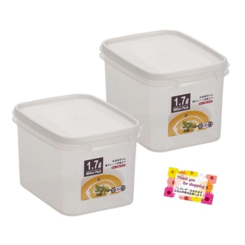 [Equipped with a Handle for Easy Access!] Million Pack Square Deep 2 White Storage Containers, Made In Japan, Approx. 135x178x117mm (Set of 2)