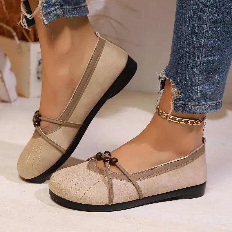 

Модная женская обувь 2025 Новая горячая распродажа Шнуровка Манжета Женские балетки Модные туфли-лодочки с бусинами на шнуровке Повседневные неглубокие туфли Новинка Лучший продавец Низкий каблук 41 покинуть белый