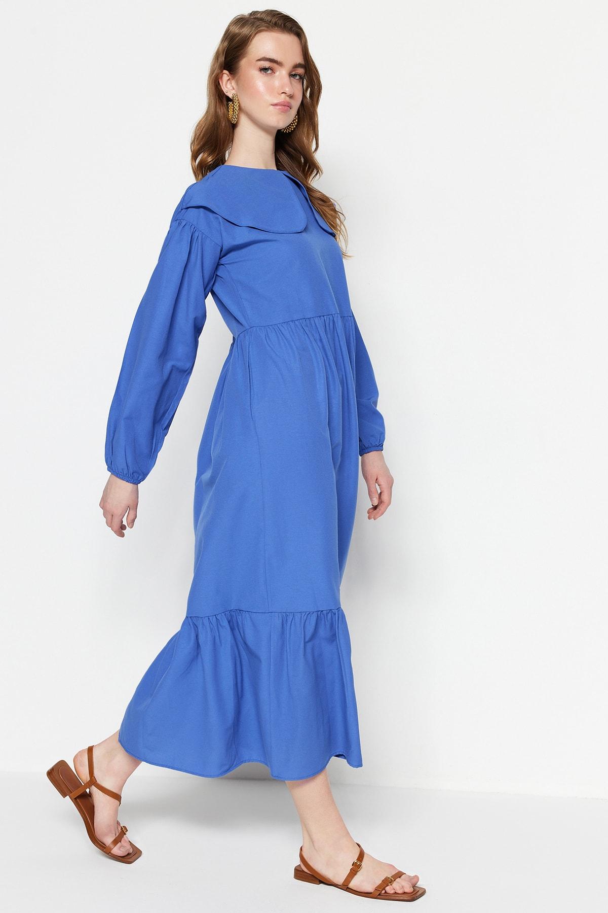 

Платье Saks из хлопковой ткани с широким воротником и вырезом на талии TCTSS23EB00050..