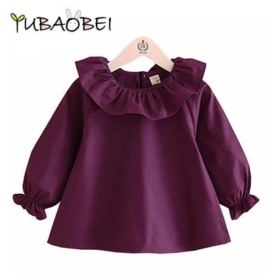 Girls T-Shirt Spring Fashion Baby Girl Loose Shirt Cute Long Sleeve Ruffled Tops Children's Clothes