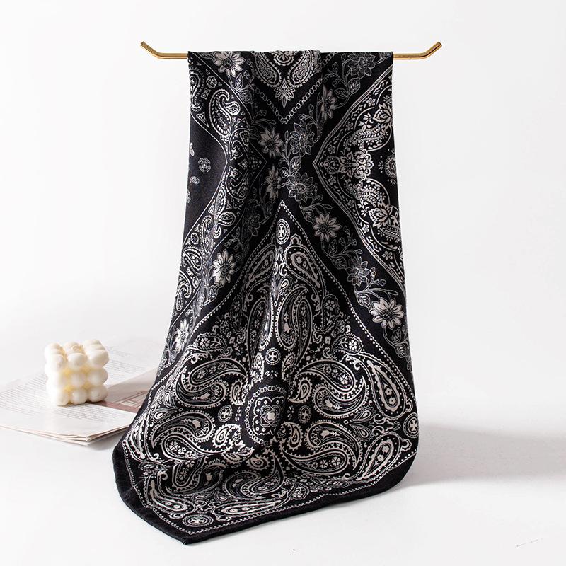Old Money Wind Cashew Nut Mulberry Silk Scarf Women s Fashion Versatile Silk Wool Handmade Roll 70 Small Square Scarf Scarf 65*65