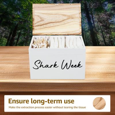 Wood Desktop Tampon Storage Box with Lid High-Capacity Household Women's Product Organiser for Bathroom Hostel Office