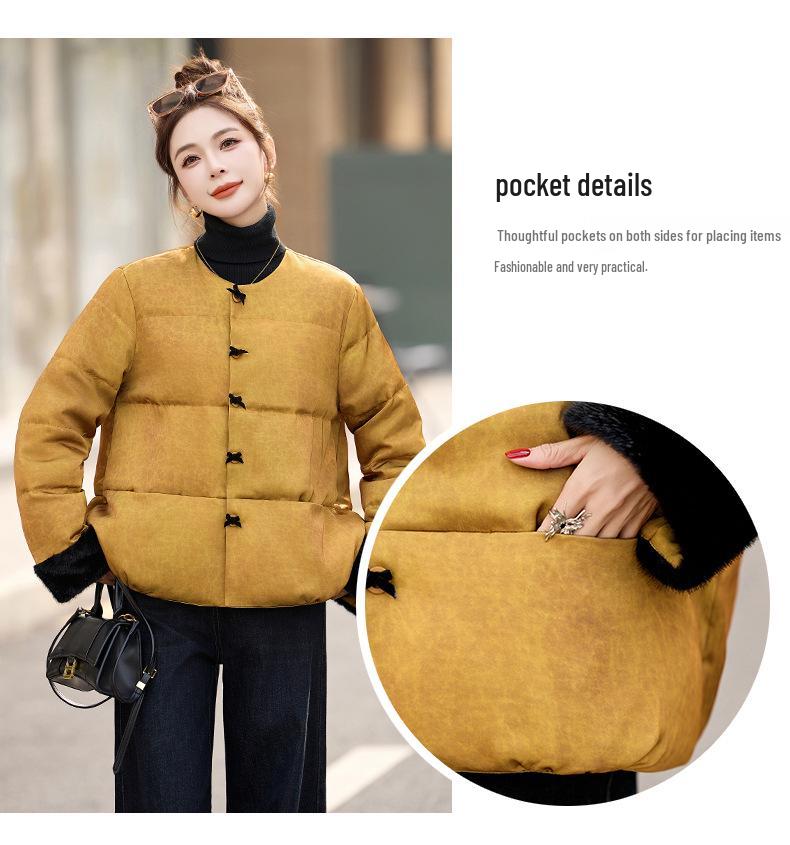 2024 Women's Small Loose Round Neck White Duck Down Jacket - Warm Winter Fashion Coat