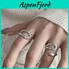 Elegant Geometric Copper Open Adjustable Crossed Hollow Ring For Women Fashion