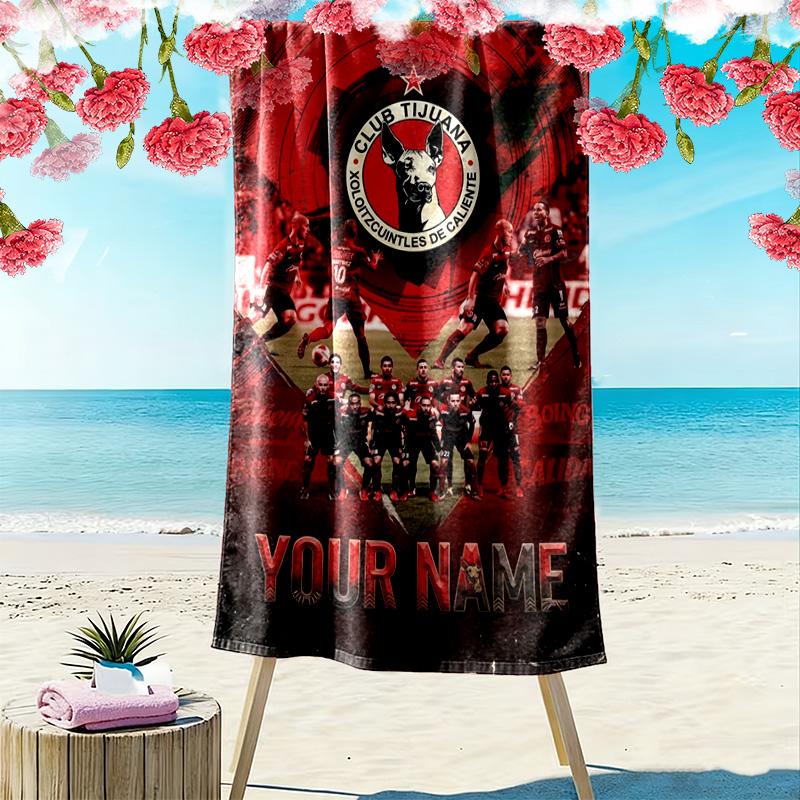 Name Custom Club Tijuana Logo Print Beach Towel, Large Soft Quick Dry Towel for Beach Camping Swimming