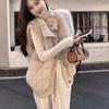 Korean Style Stand Collar Faux Fur Knit Sweater Women's Coat Autumn Winter New Style Loose Elegant Knit Cardigan