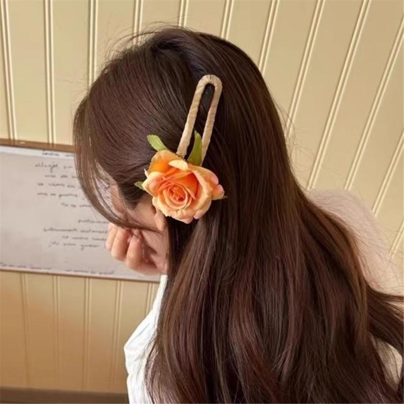 French Styles Rose Flower Hair Clip Strong Claw For Women And Girl Perfect For Wedding Parties And Everyday Wear