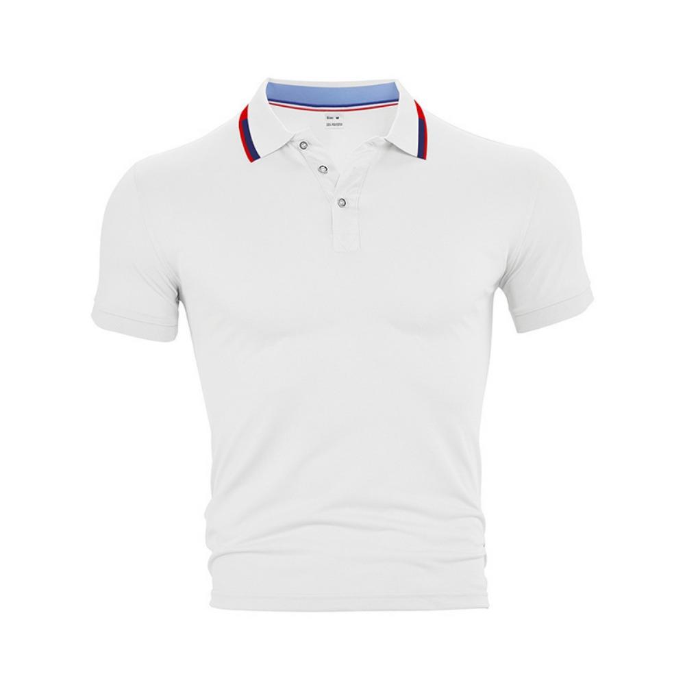 Summer New Short Sleeved Polo Shirt in American Color Color Blocking Leading Edge Fashion Versatile S белый