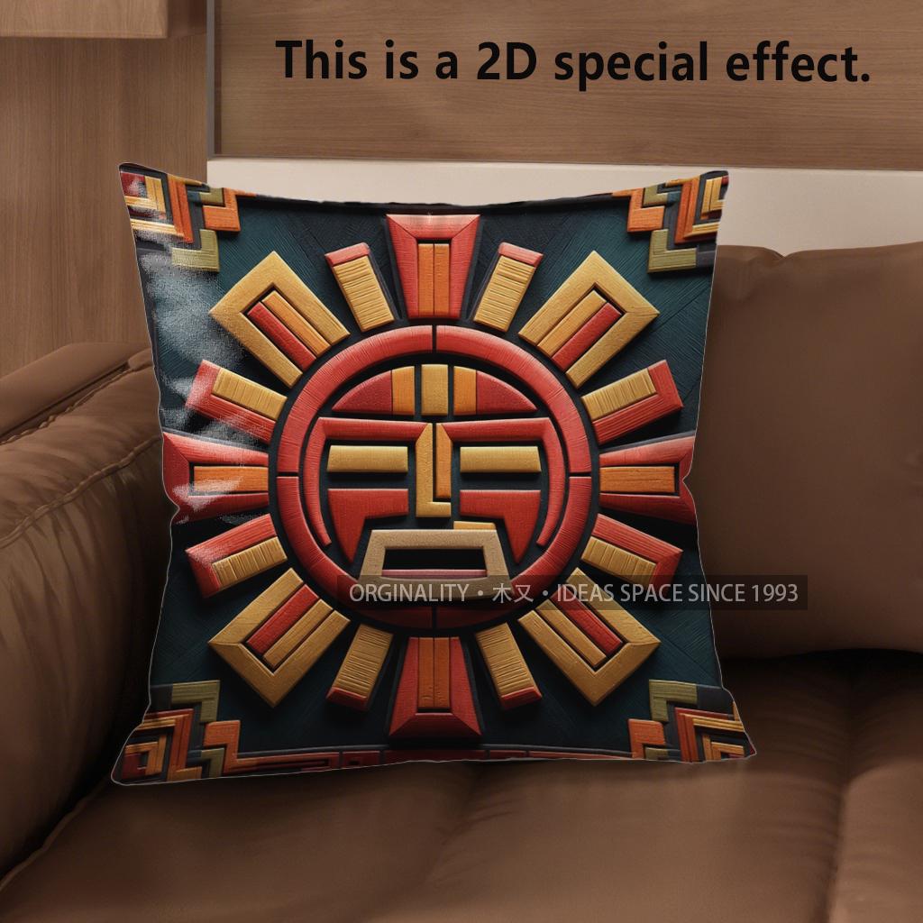 2D Boho Maya Sun Geometric Throw Pillow Cases** Pattern Cushion Cover Suitable For Sofa Bedroom Car Pillow Cover