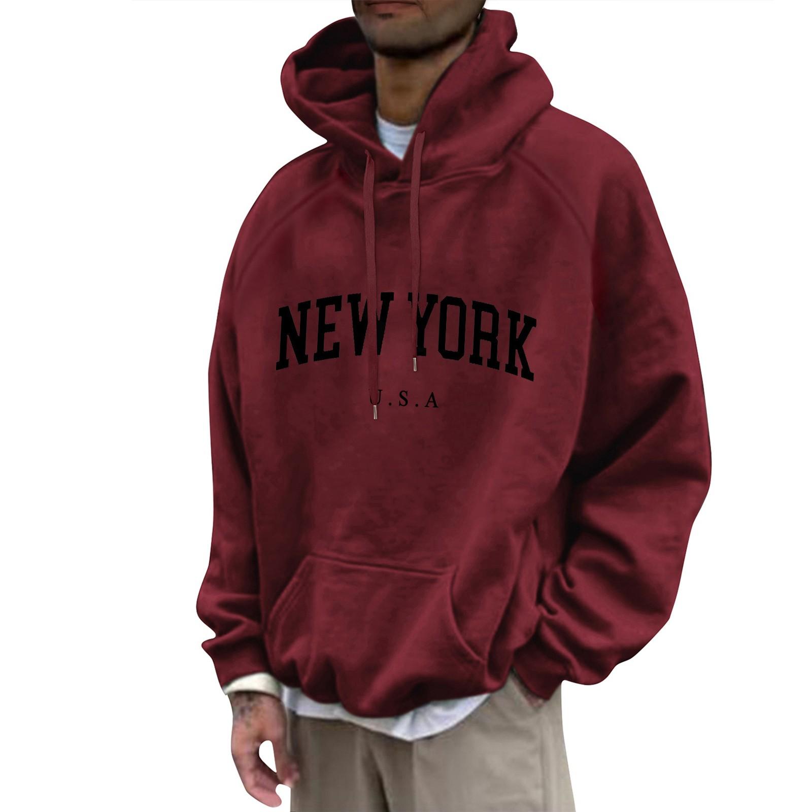 

Мужская свободная толстовка с капюшоном с принтом, мужская повседневная модная спортивная толстовка с рукавами реглан XXXXL винный