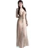 Elegant Spring 2026 Slim-fit Lace Dress with Tie-neck and Waist-cinching Design