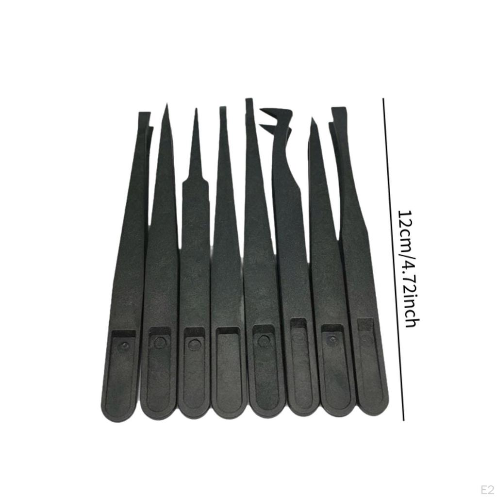 8 Pieces Precision Tweezers Set Anti Statics for Craft Laboratory Work Model