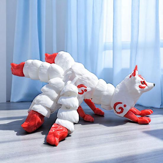 3D Printed Fox Ornament Articulated 5-Tailed Fox with Movable Joints