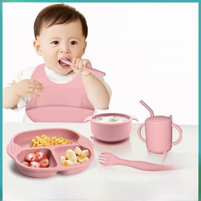 Juego de comida para bebé con ventosa de silicona resistente a altas temperaturas: bandeja y tazón