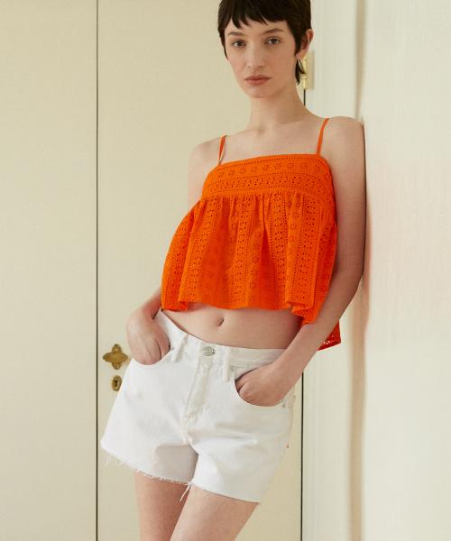 Lady Volume Floral Lace Blouse_Orange Orange/M