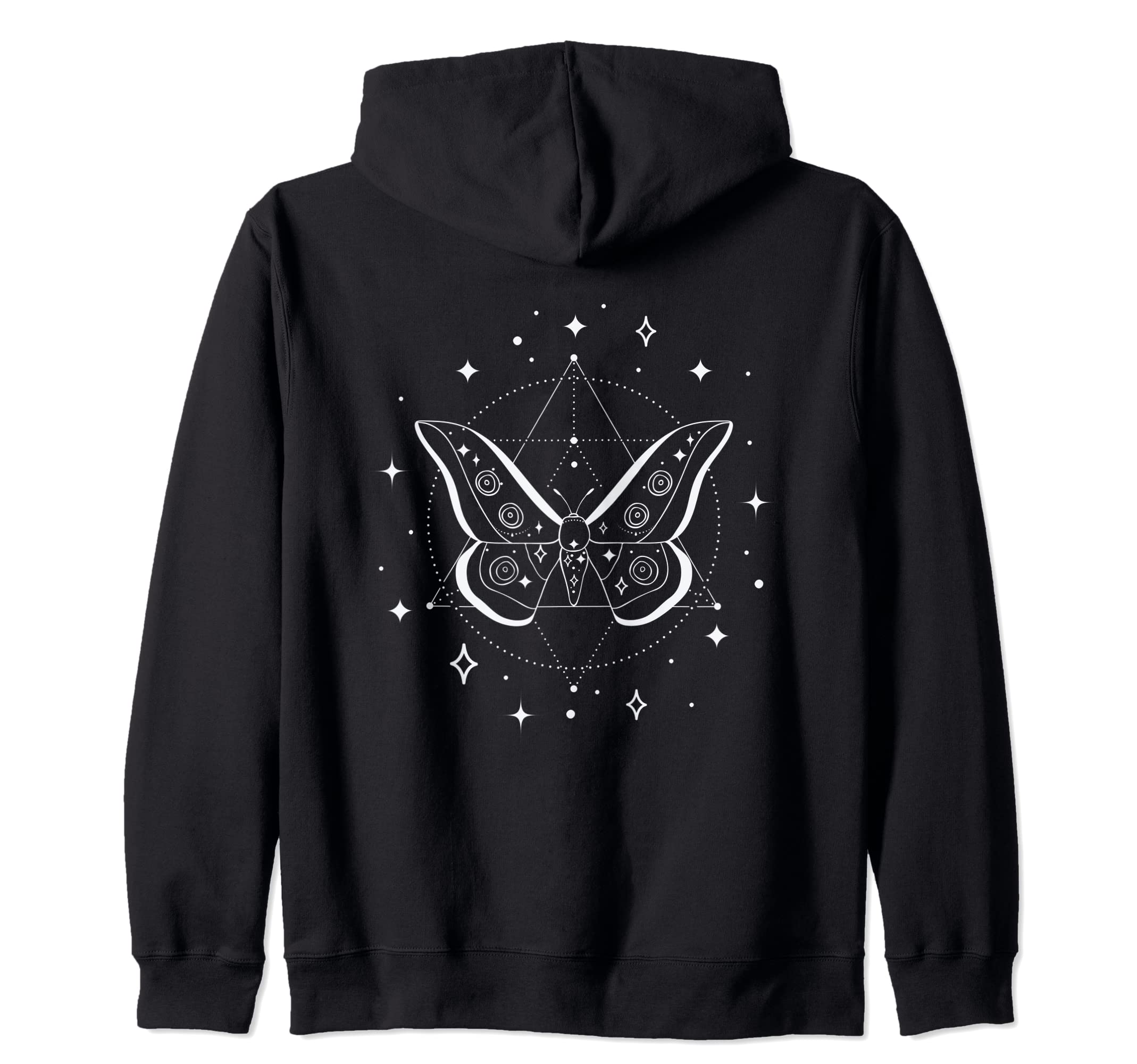 

Celestial Body Butterfly Line Art Insect Folding Fan Mysterious Star Zip Hoodie чёрный
