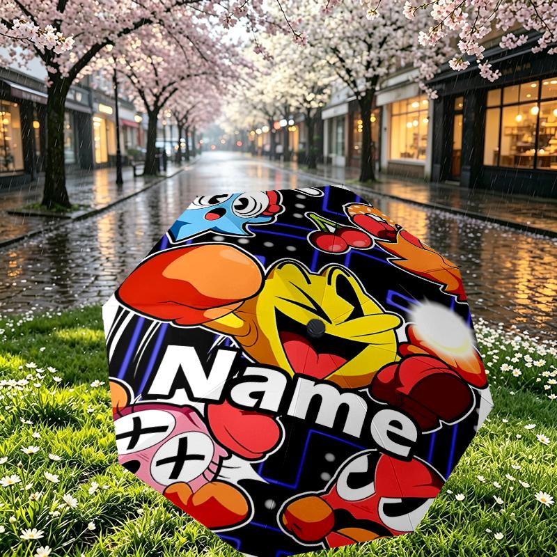 Custom Name Personalized PAC Print Umbrella, Auto Open Close, 8‑Rib Sturdy Frame, Commute Camping Hiking Use, Birthday Gift