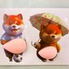 2pcs 3D Cute Puppy Sticker Silicone Self-Adhesive Chubby Shiba Inu Stickers Squeezeable Decoration Stress Relief Phone Sticker