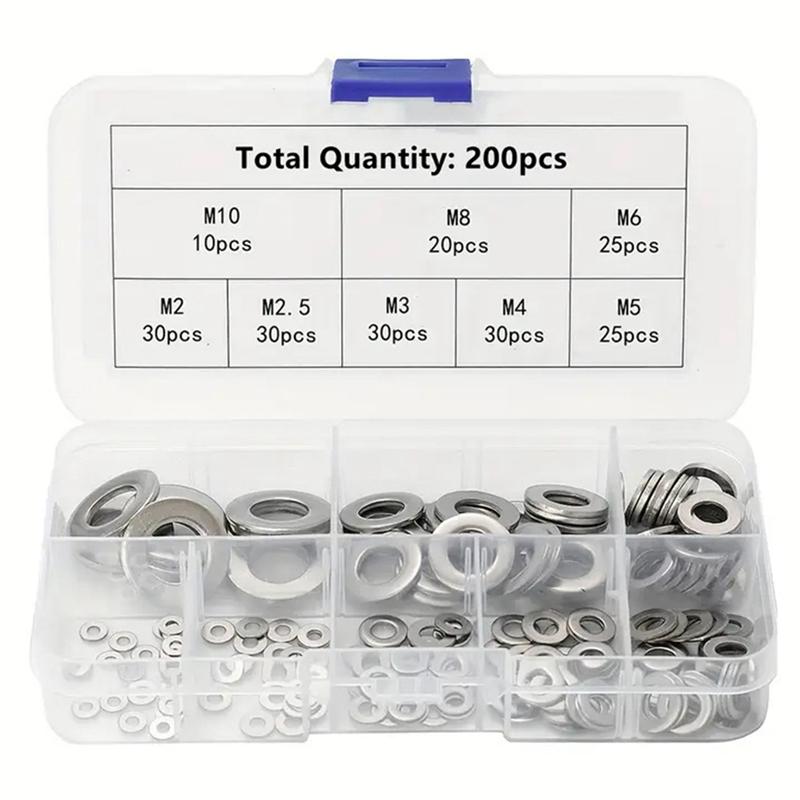 Stainless Steel Washer Kits Thin Smooth Metal Gaskets M2-M10 Plain Snap Washer M2 M5 M8 M10 Screw Flat Washers Rings
