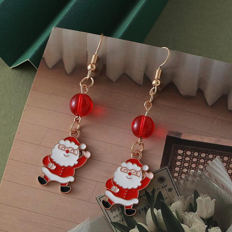 High-End Santa Claus Christmas Earrings - Light Luxury Electroplated Alloy Jewelry