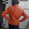 Noora Womens Lambskin Orange Leather Jacket | Stylish Motorcycle Biker Rider Jacket | Slim Fit Winter Party Jacket | Best Gift for Her