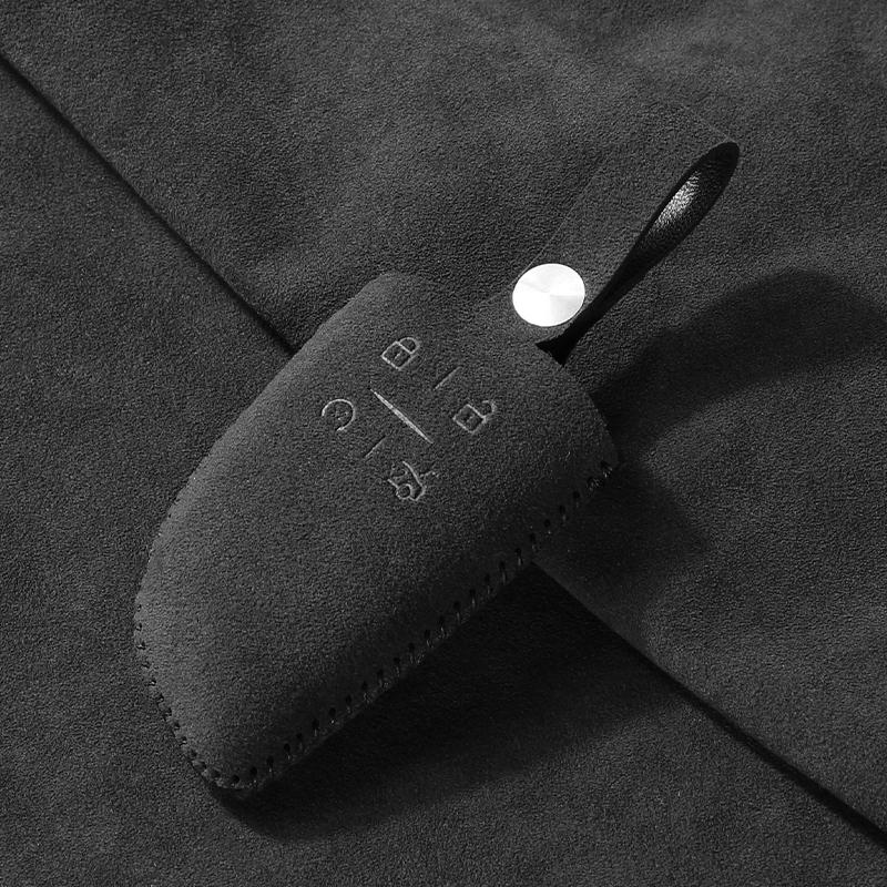 Suede Car Key Cover Case for Chevrolet Tahoe Suburban for GMC Yukon for Buick ENVISION S Plus Protection 2020 2021 2022 2023