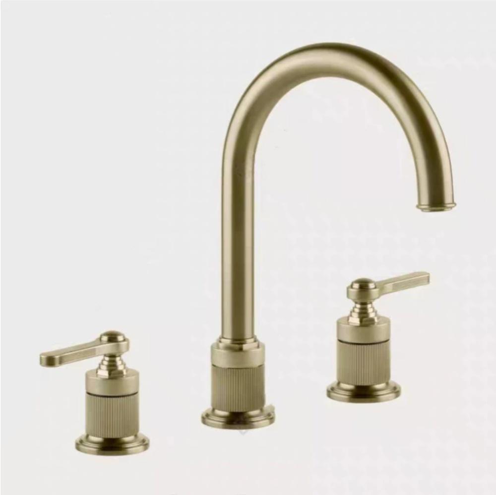 Widespread Basin Mixer Bathroom Basin Faucet 8 inch Widespread Lavatory Mixer Tap Brass Three Hole Sink tap Gold New Arrival