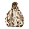 Women Hooded Plush Bear Print Cartoon Sweater Winter Warm Fleece Jacket