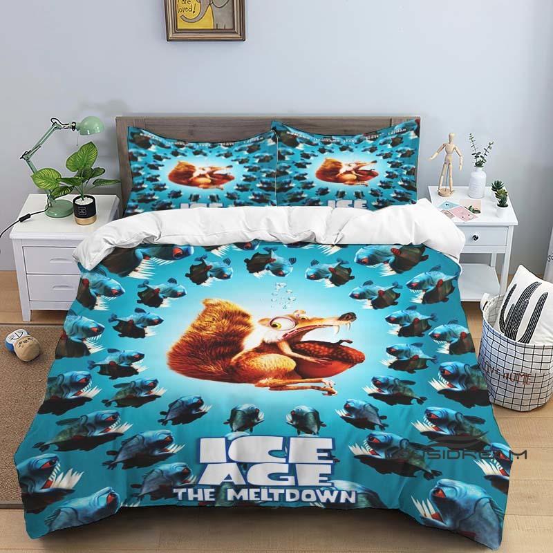 

Ice Age Animated Film Duvet and Pillowcase Set, Children s Bedding Set, Bedroom Decoration Holiday Gift. 135x200cm