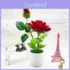 Rose Artificial Realistic Potted Plant Bonsai For Gift And Decoration Home