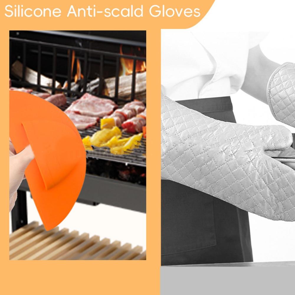 2PACK Silicone BBQ Grill Mitts Heat Resistant Oven Mitts Heat Resistant Gloves Smoking