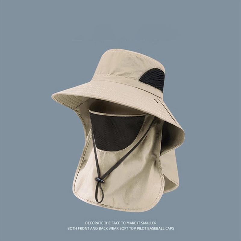Sunshade Hat Big Eave Hat Mask Fishing Hat Outdoor Work Climbing Hiking Caps Sun Protection Detachable Sun Hat Sports Caps