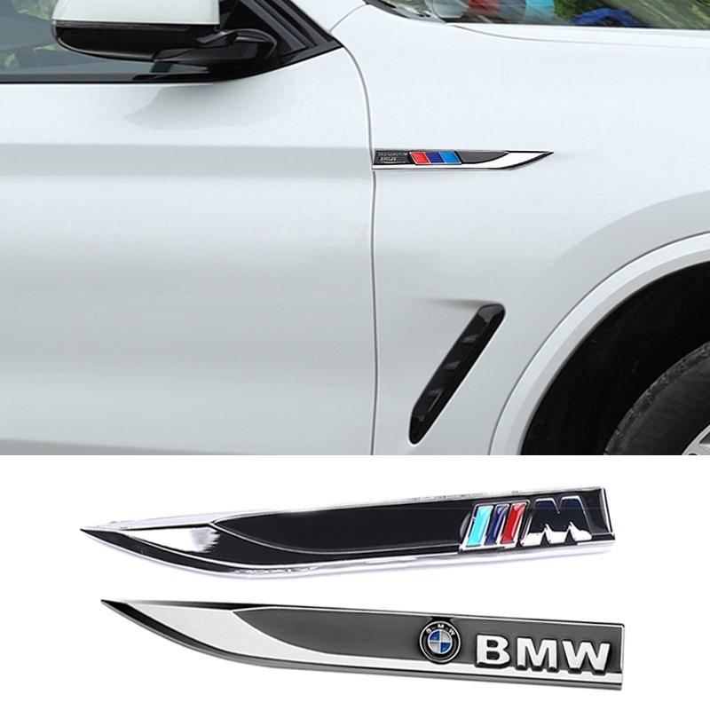 2Pcs Metal Emblem Car Mark Side Wing Badge Sticker Body Fender Decal For BMW M E46 E90 F10 F30 G20 Performance X5 E92 E87 G30