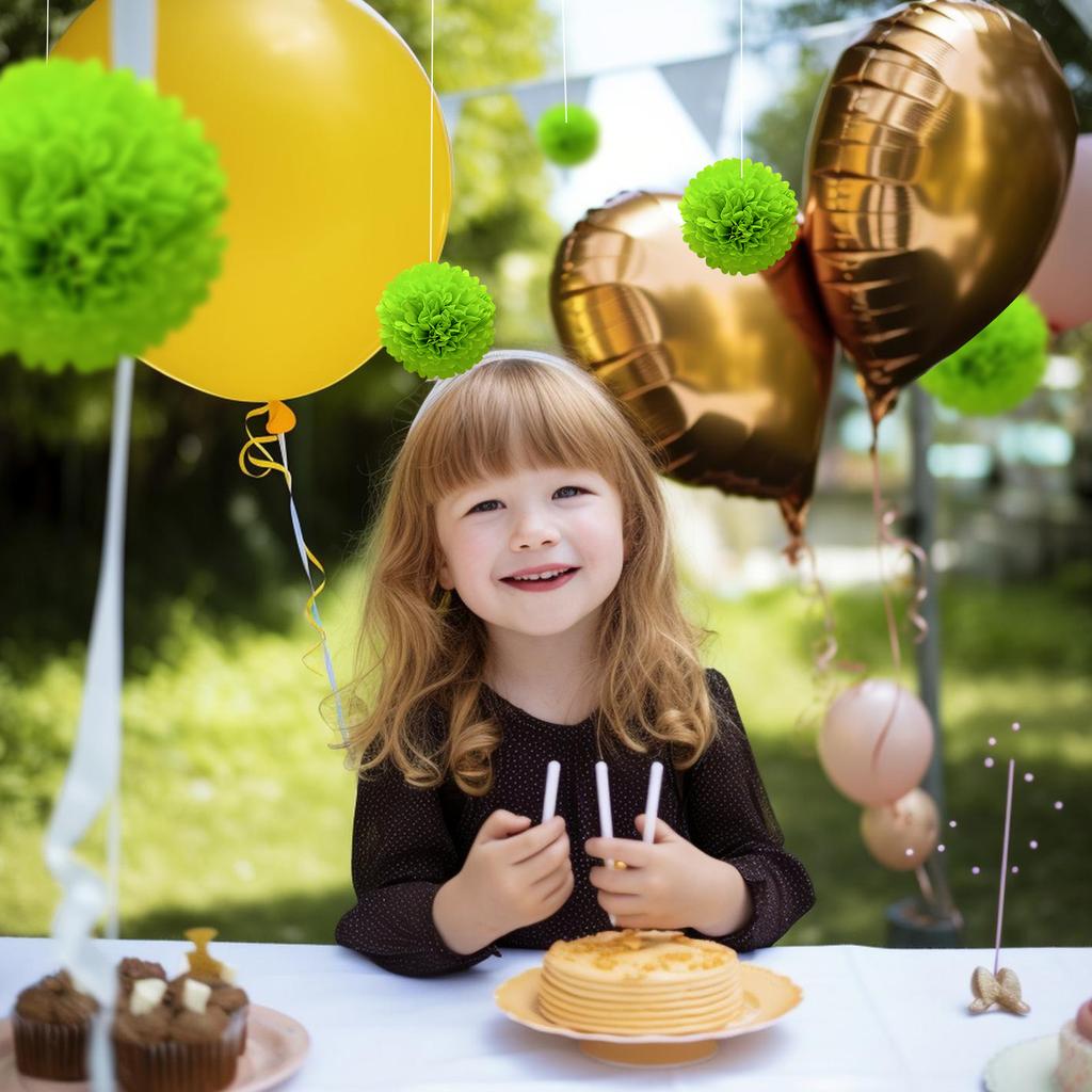 1pcs Set 7.8inch Green Paper Paper Flowers Decorations For Birthday Party Pom Pom Paper Balls Hanging Flowers Pom Pom