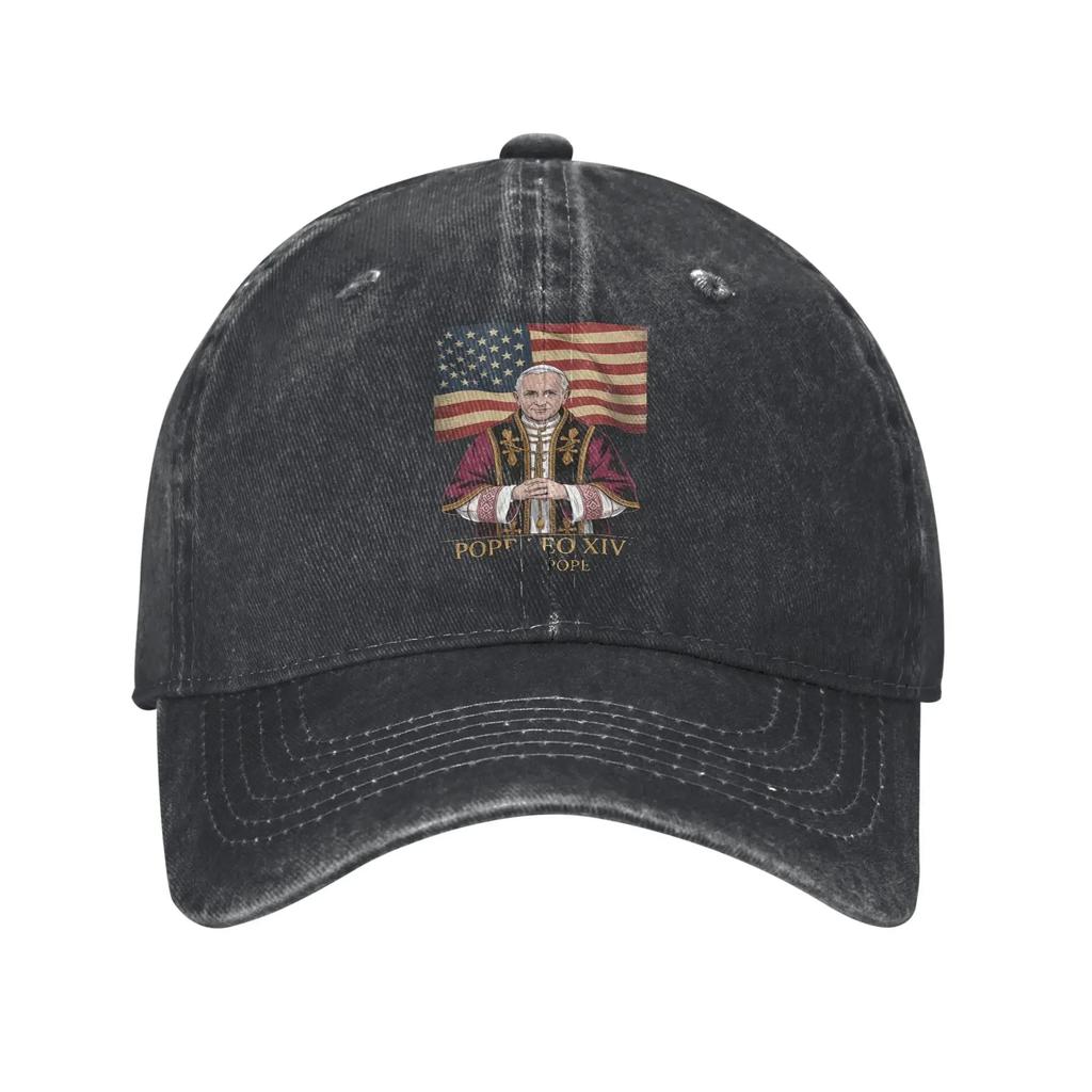 Vintage God Bless Pope Leo Baseball Caps Men Women Distressed Cotton Headwear American Outdoor Workouts Unstructured Soft Cap