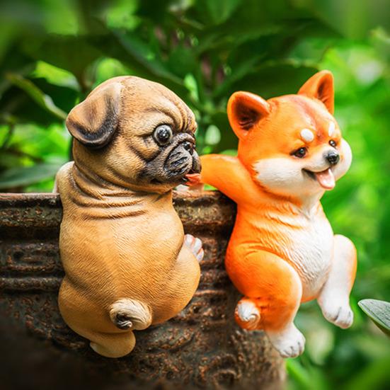 Dog Ornament Resin Animal Dog Figurine Waterproof Hanging Pot Decor Bonsai Mini Plants Garden Decoration