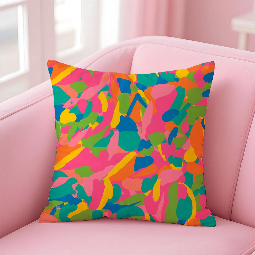 Abstract Colorful Pattern Cushion Cover Premium Comfort Reversible Pillow Cove -Two In One Design for Any Room & Car Interior