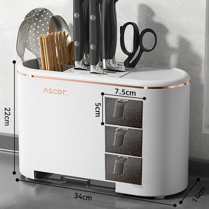 Kitchen Accessories Tool Rest Multifunction Storage Organizer Rack Condiment Box Removable Drain Tray Hollow Back Ventilation