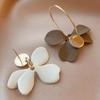 Silver Needle Asymmetrical Color Block Flower Hoop Earrings for Women - Minimalist European & American Design