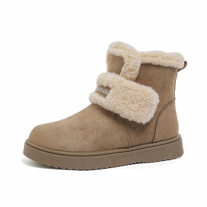 Женские зимние ботинки 2025 новинка на толстой подошве с увеличением высоты теплые плюшевые ботинки-мешки на каблуке водонепроницаемые пушистые хлопковые ботинки женская верхняя одежда 40 хаки 3980₽