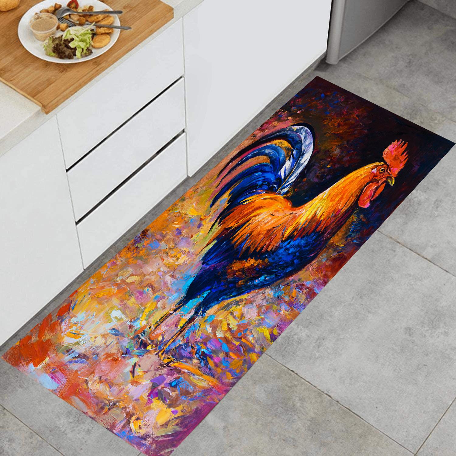 

Крытый напольный коврик для спальни и ванной комнаты, коврик для входа, дверной коврик, подсолнух и петух, кухонный коврик, противоскользящий коврик 50x80cm