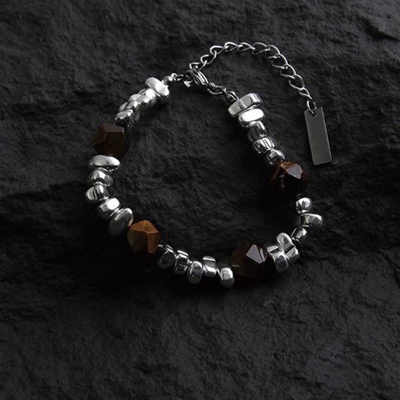 Retro Montage Fragments Beaded Bracelet For Men Stainless Steel Bracelet New Chinese Style Designer Zircon Unisex Accessories