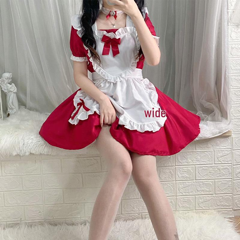 Alice Red Wine Sweetheart Lolita Cosplay Maid Outfit - Cute Princess Dress