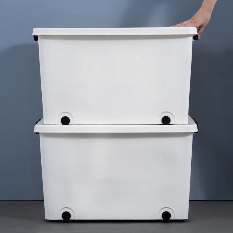 Yangyangyu Plastic Storage Box with Wheels - Solid Color, Thickened Design for Clothes and Underwear.