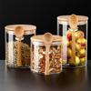 Glass Jar with Spoon: Bamboo Lid Kitchen Storage for Grains and Dried Fruits
